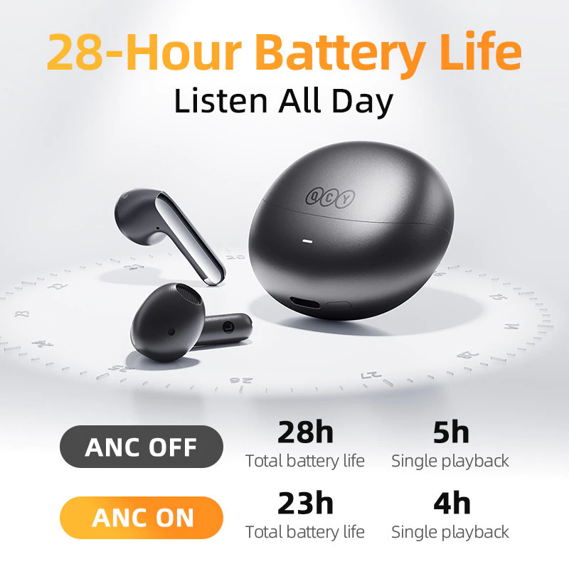 QCY AilyBuds Pro+ | TWS Bluetooth 5.3 | ANC + Transparency Mode | Codec AAC, SBC, LDAC Hi Res | 30 Jam Total