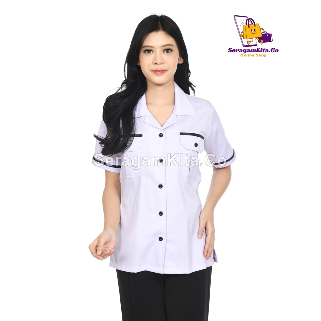 Jual Seragam Putih Wanita List Hitam – Tampil Rapi dengan Model Terbaru ...