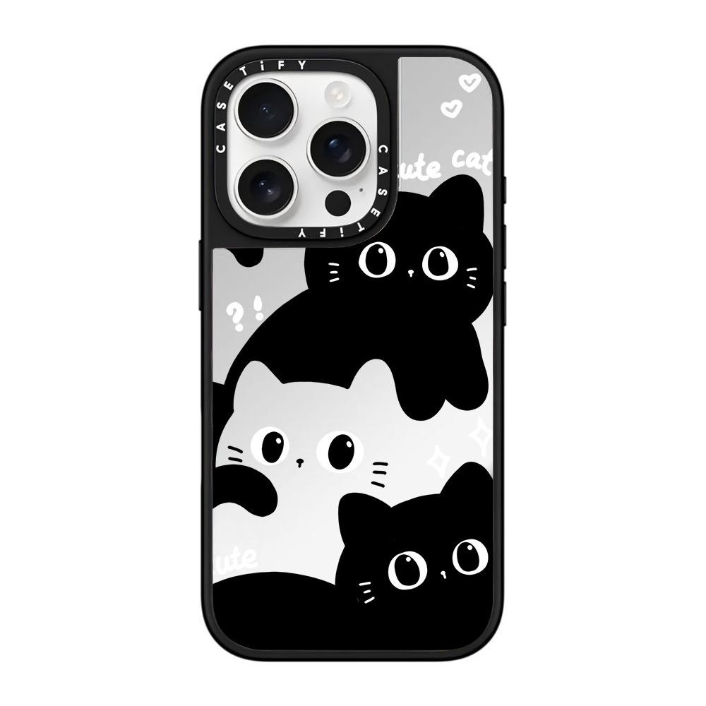 Coque Casetify Miroir Pour IPhone 16 Pro – MagSafe – Argent Et Noir – Ouverte