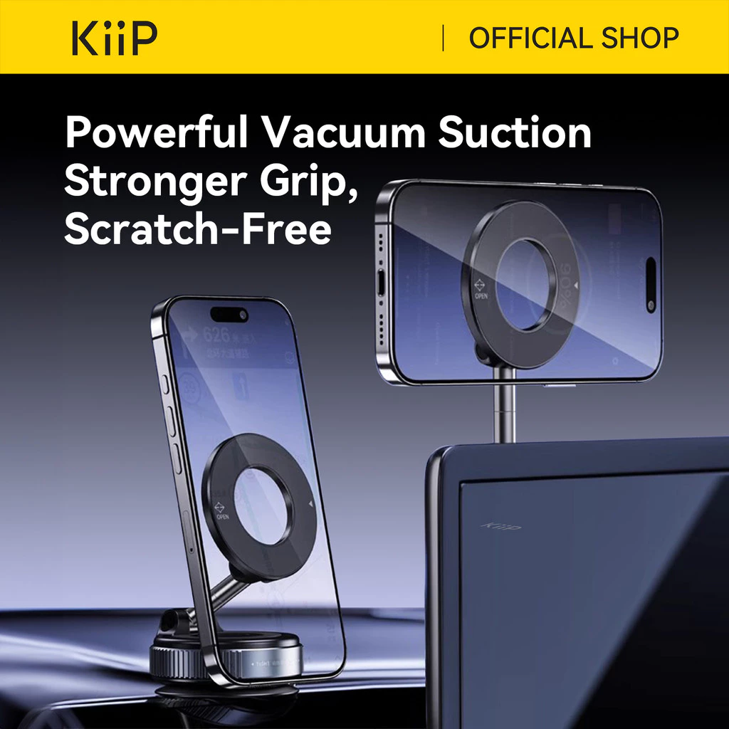 KiiP MCH09 Car Holder Magnetic Adjustable 360° Phone Holder Lipat Electric Mount Car Vacuum Suction - foto 1