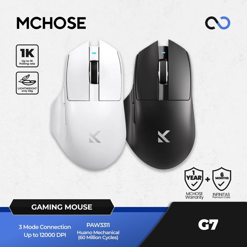 Jual MCHOSE G7 Wireless Ultra Light Weight PAW3311 Ergonomic Gaming ...