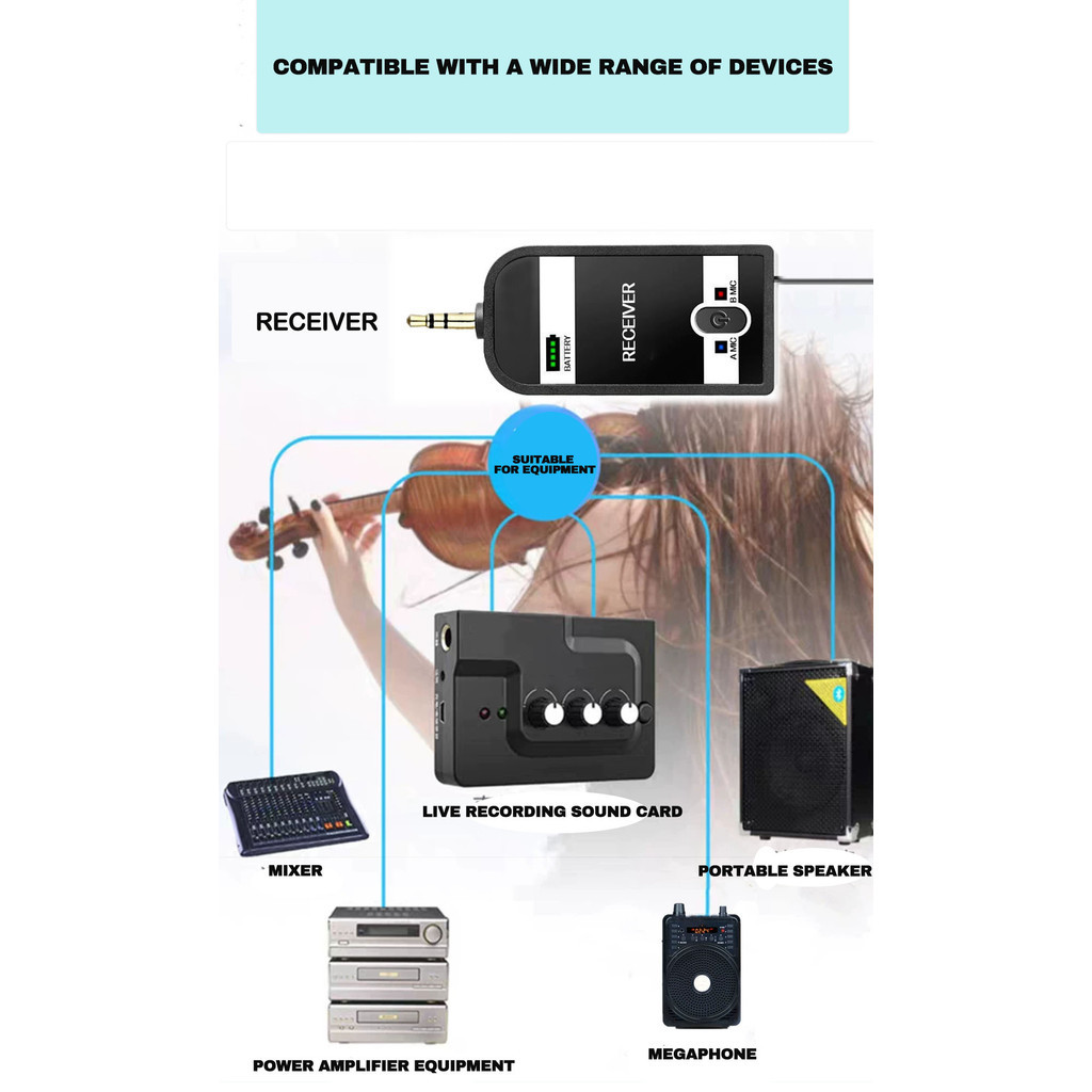 Jual Mikrofon nirkabel pengambilan biola instrumen UHF mic memiliki 3 ...
