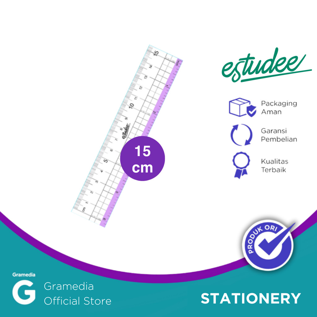 Jual Estudee Graphic Ruler 15Cm Purple Es-R015 | Shopee Indonesia
