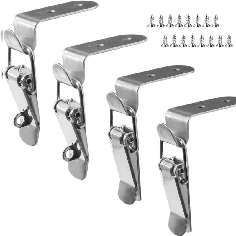 Jual 4pcs 90 Degree Hook Lock Bolt Stainless Steel Spring Loaded Draw ...
