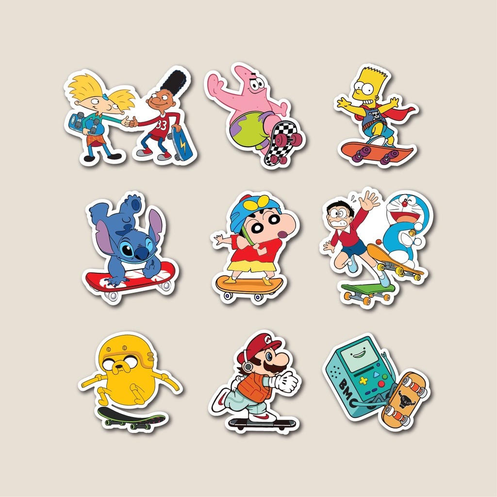 Jual Sticker Pack Cartoon Skate | Sticker Tumbler | Stiker Laptop Koper ...
