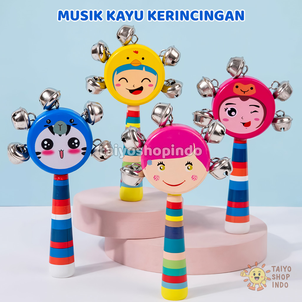 Jual TAIYO Musik Kerincingan Kayu Baby Rattle Bell Tangan Kerincing ...