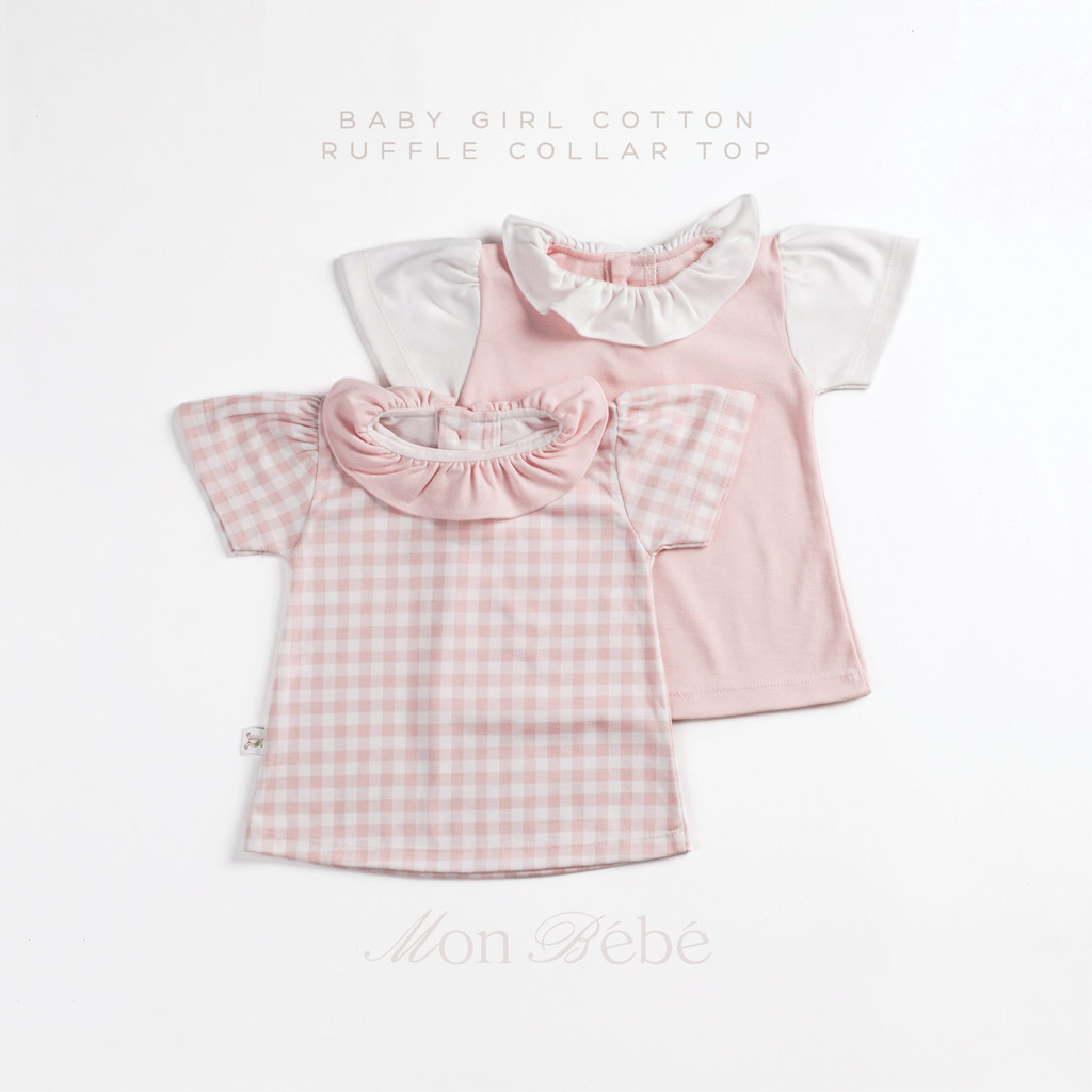 Jual Mon Bébé - 2 pack Plaid Pops COTTON Baby Girl Short Balloon Sleeve ...