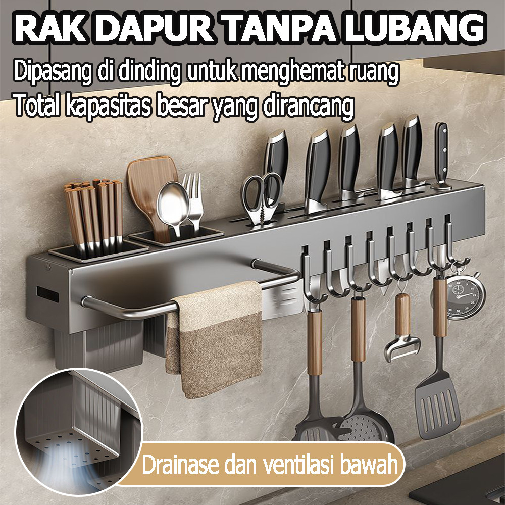 Jual Rak Gantung Rak Pisau Rak Dapur Multifungsi Tanpa Bor Rak Tempel ...