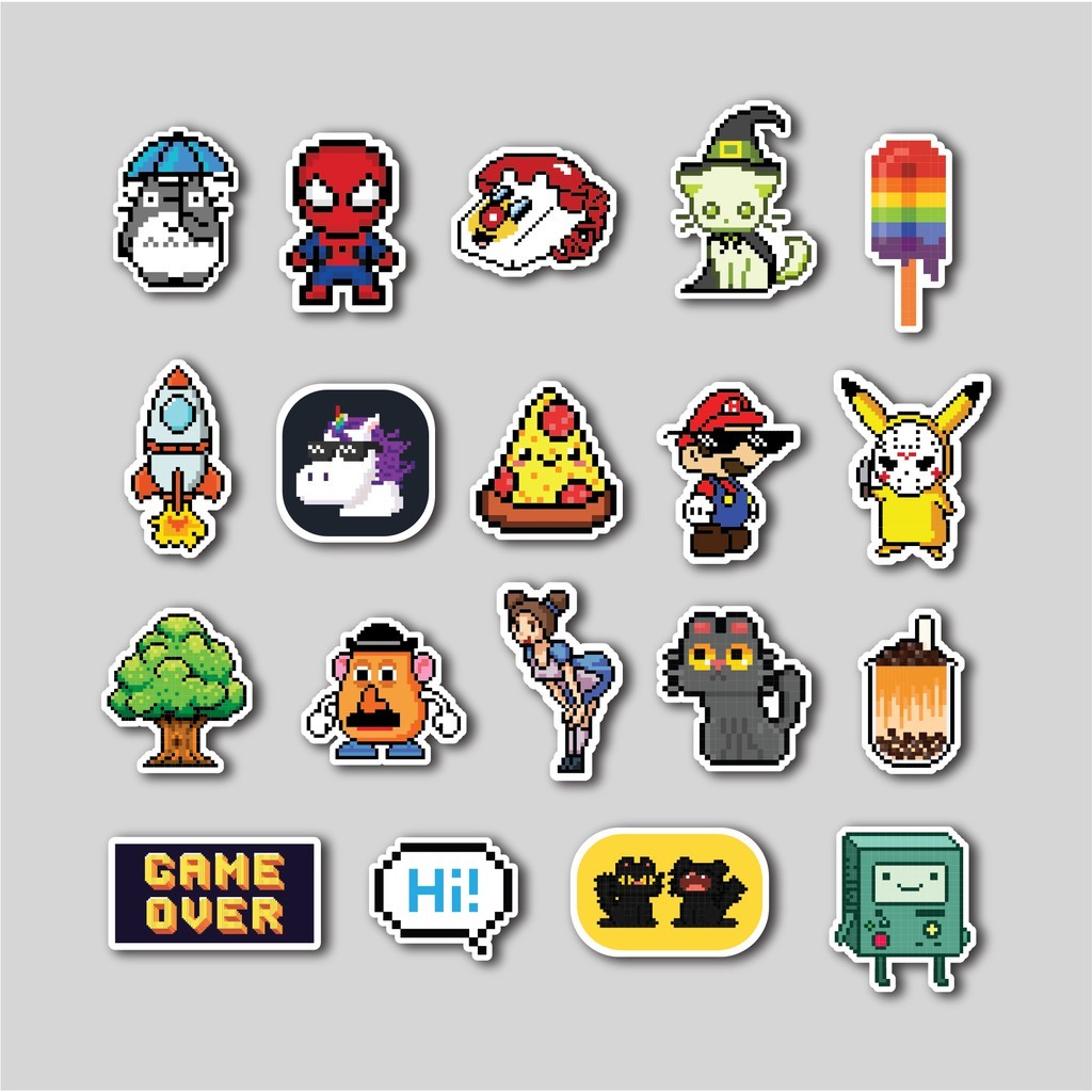 Jual Sticker Pack Pixel Art | Sticker Tumblr | Stiker Laptop Koper Helm ...