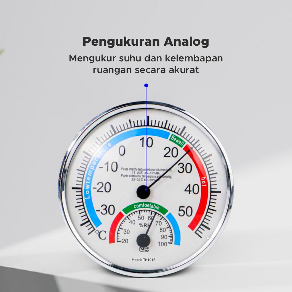 Jual Termometer Suhu Ruangan Analog Thermometer Higrometer Bulat ...