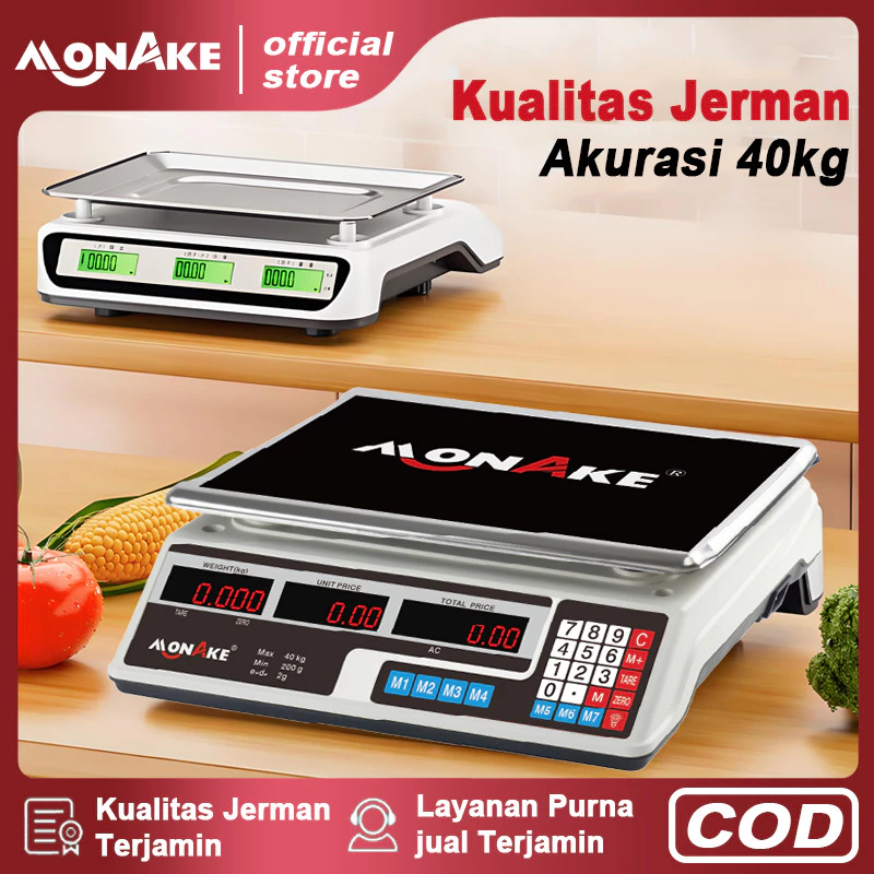 MONAKE German 40KG Digital Computing Scale Timbangan Buah Digital Double Display - foto 1