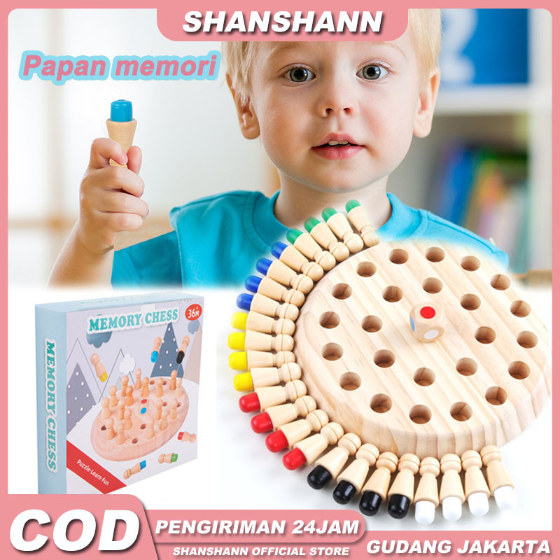 Jual COD Mainan MEMORI CHEES Board Game Memory Match Color Kayu Color ...