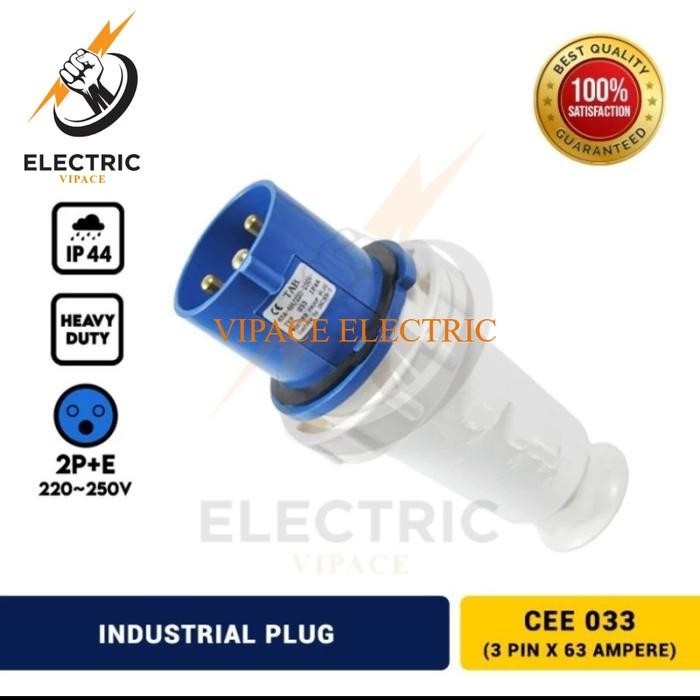 Jual Stop Kontak Industrial 1phase Socket Plug 3Pin 63A male | Shopee ...