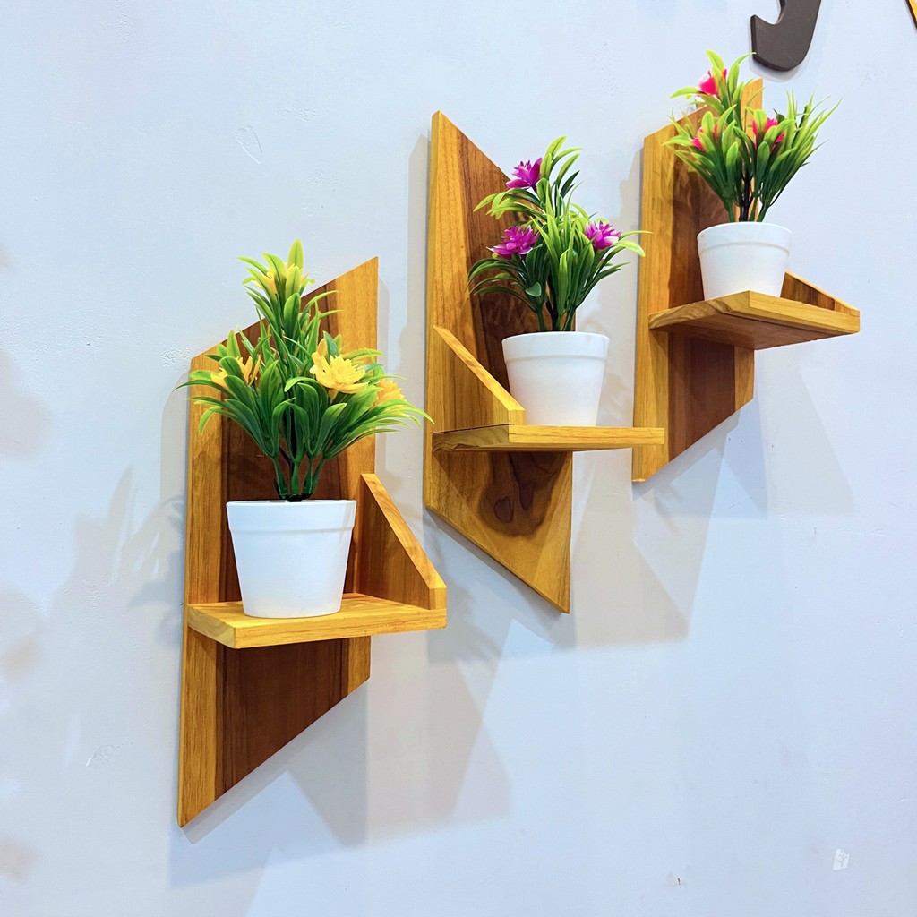 Jual Rak Gantung Tempel Dinding Untuk Bunga Bahan Kayu JATI ASLI / Rak ...