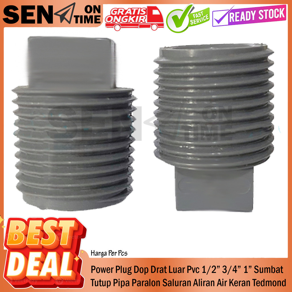 Jual Power Plug PVC Dop Drat Luar Cap Tutup Pipa 1/2 3/4 1 Inchi ...