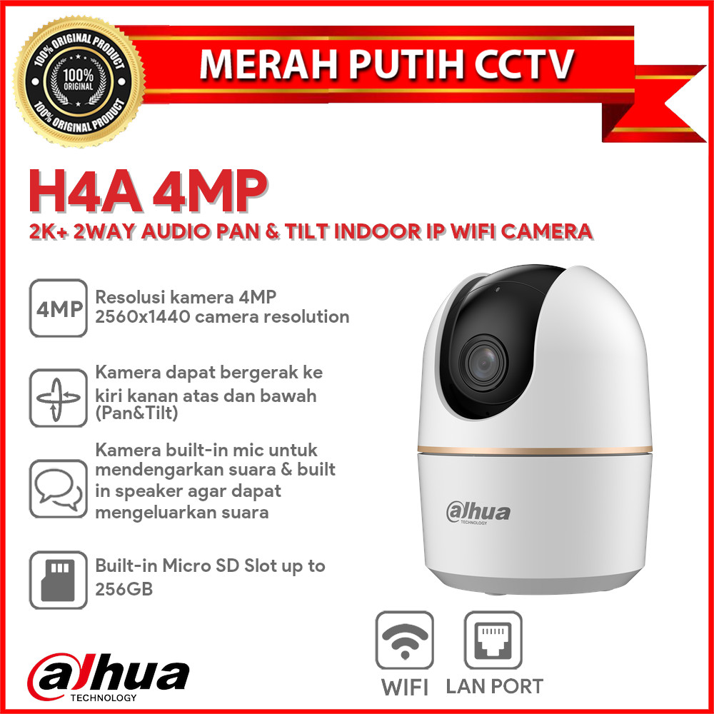 Jual DAHUA H4A 4MP 2K+ 2WAY AUDIO PAN & TILT INDOOR IP WIFI CAMERA ...