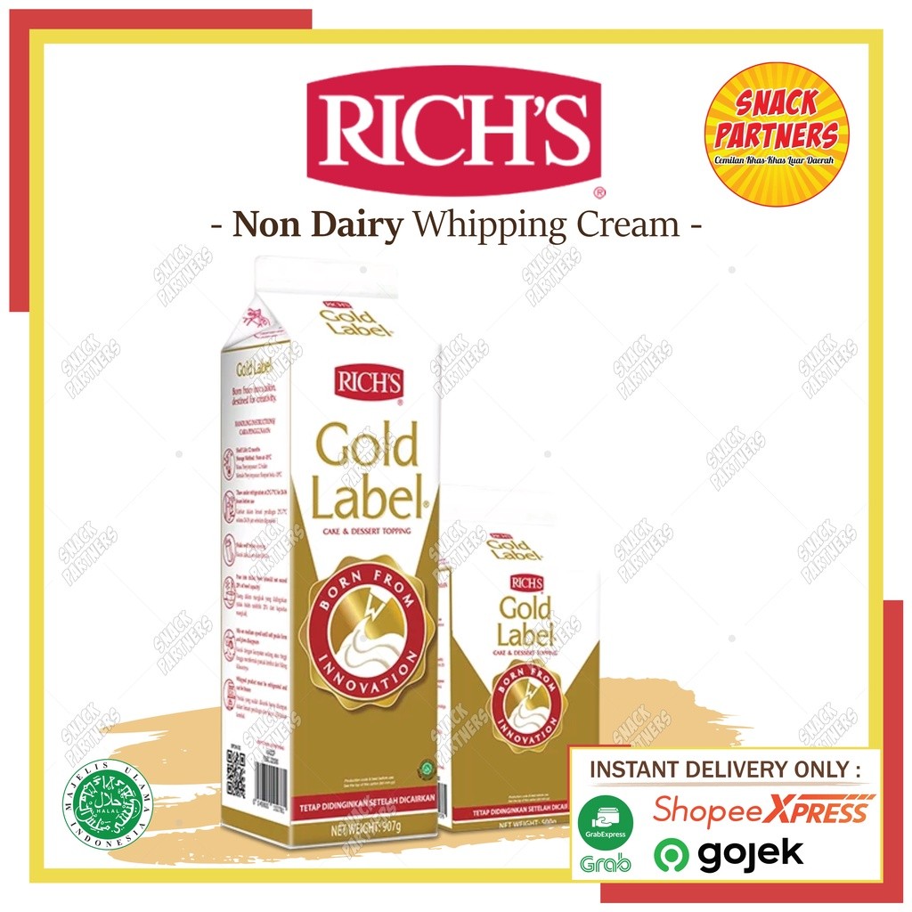 Jual RICH'S GOLD LABEL Non Dairy WHIPPING CREAM 500 / 907 GR ...
