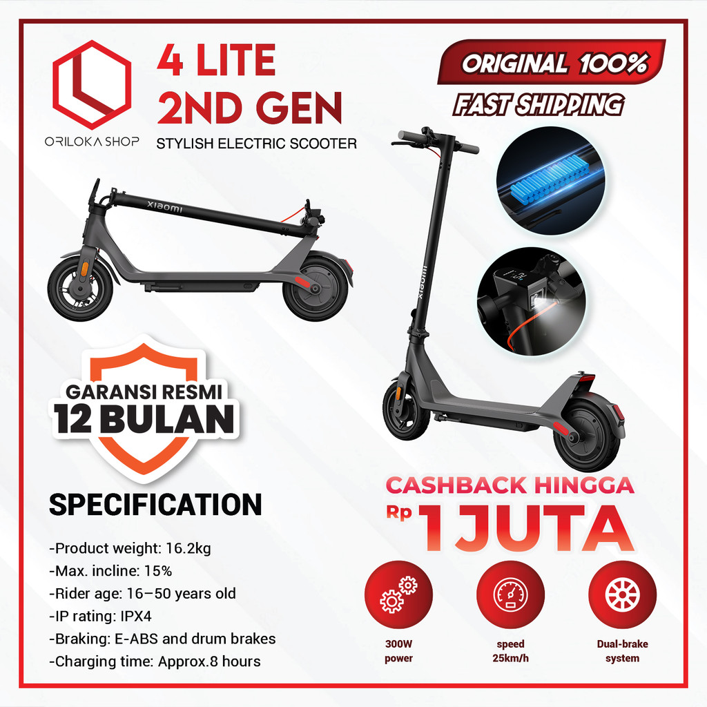 Jual Xiaomi Mi Electric Scooter Lite 2nd Generation Scooter