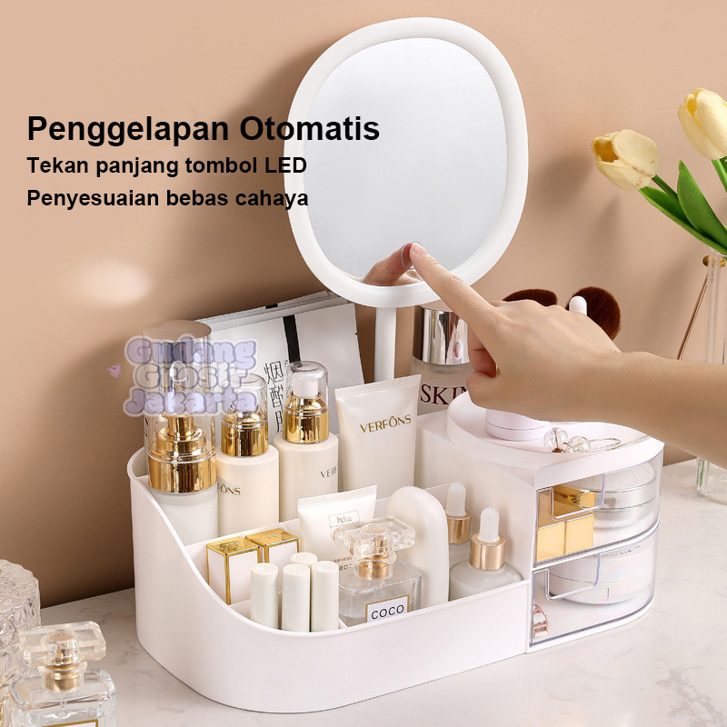 Jual Rak Kosmetik 3 Warna Cermin Makeup Rak Kosmetik Drawer Rak ...