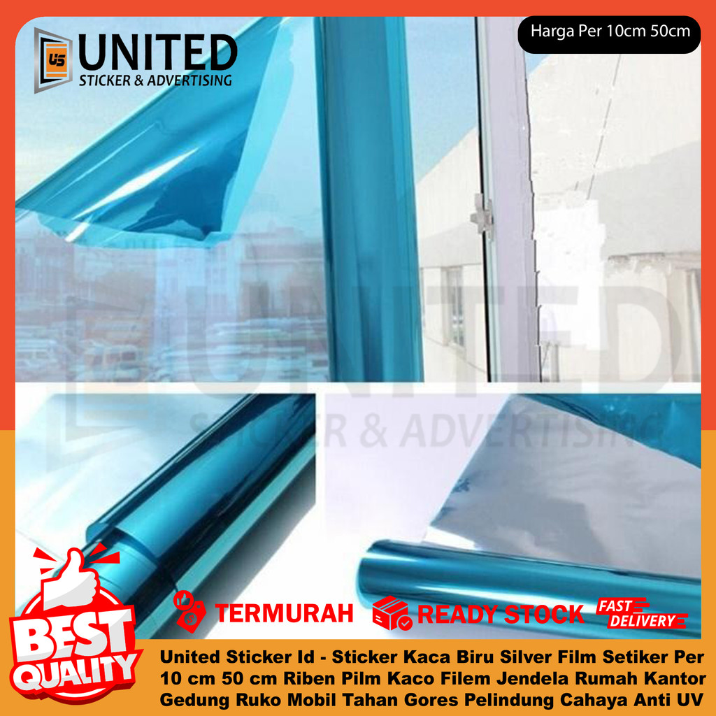 Jual United Sticker Id- Sticker Kaca Biru Silver Film Setiker Riben Per ...