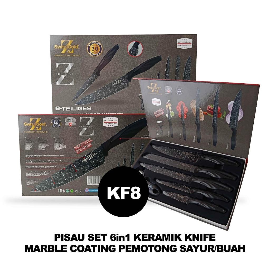 Jual Pisau Set 6in1 Keramik Knife Set Marble Coating Pemotong Sayur ...