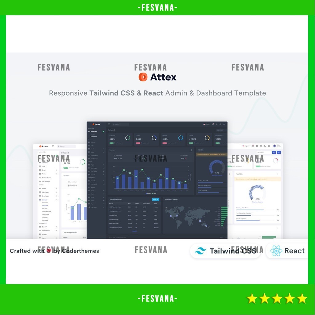 Jual WEB TEMPLATE ATTEX - REACT TAILWIND CSS ADMIN DASHBOARD D2309 ...