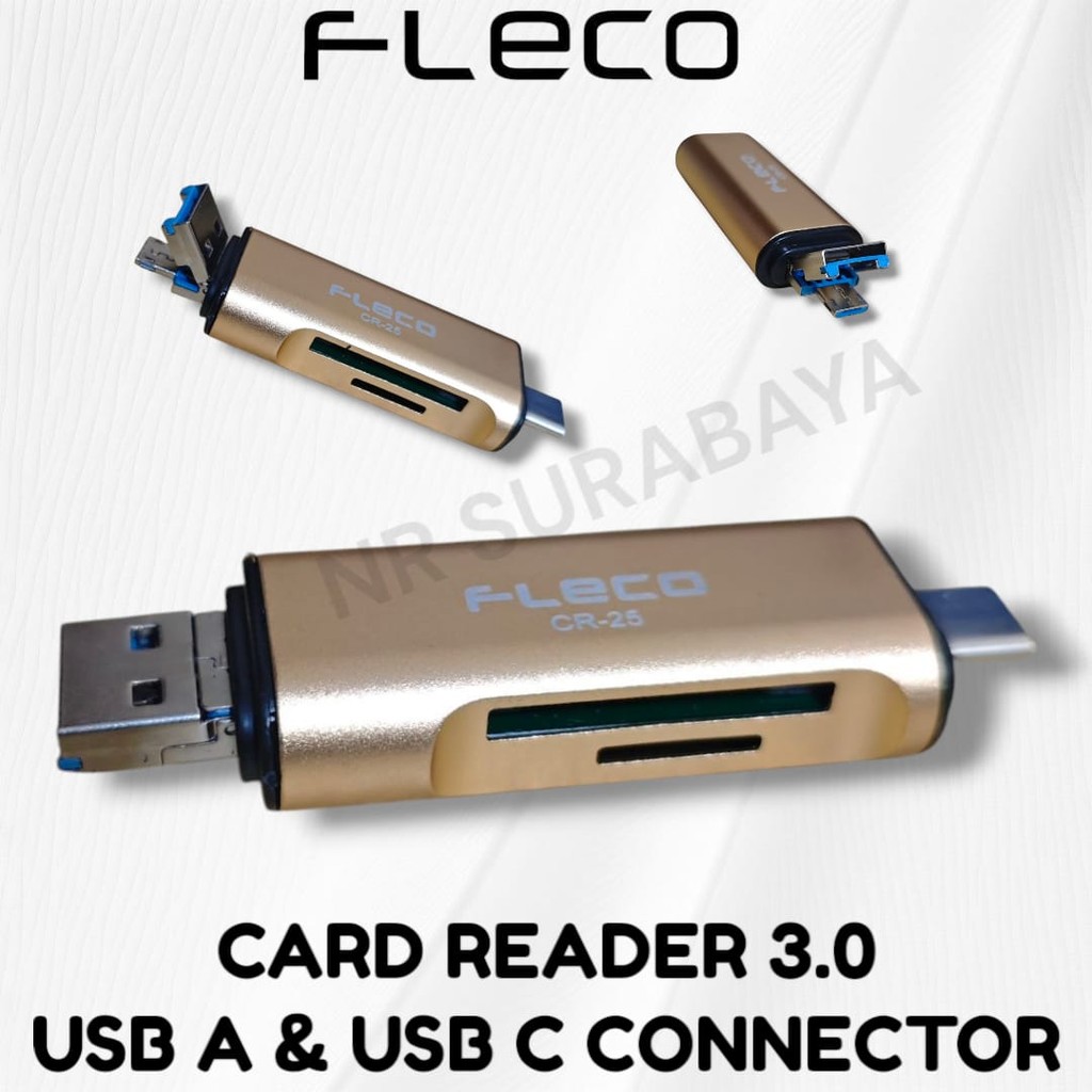Jual [NR] OTG 3in1 Smart Card Reader USB 3.0 Type C Combo CR-25 FLECO ...