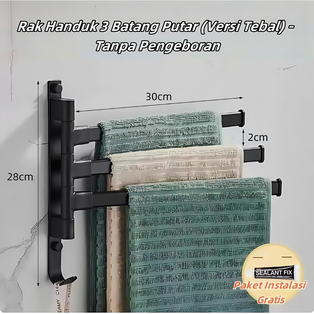 Jual Rak Gantungan Handuk Stainless3 4 5berputar360kamar mandi ...