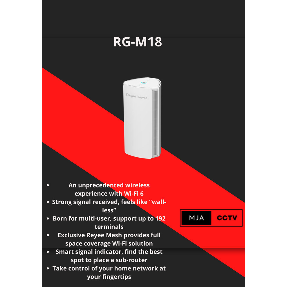 Jual Ruijie Reyee RG-M18 AX1800 WiFi 6 Dual Band Whole Home Mesh Router ...