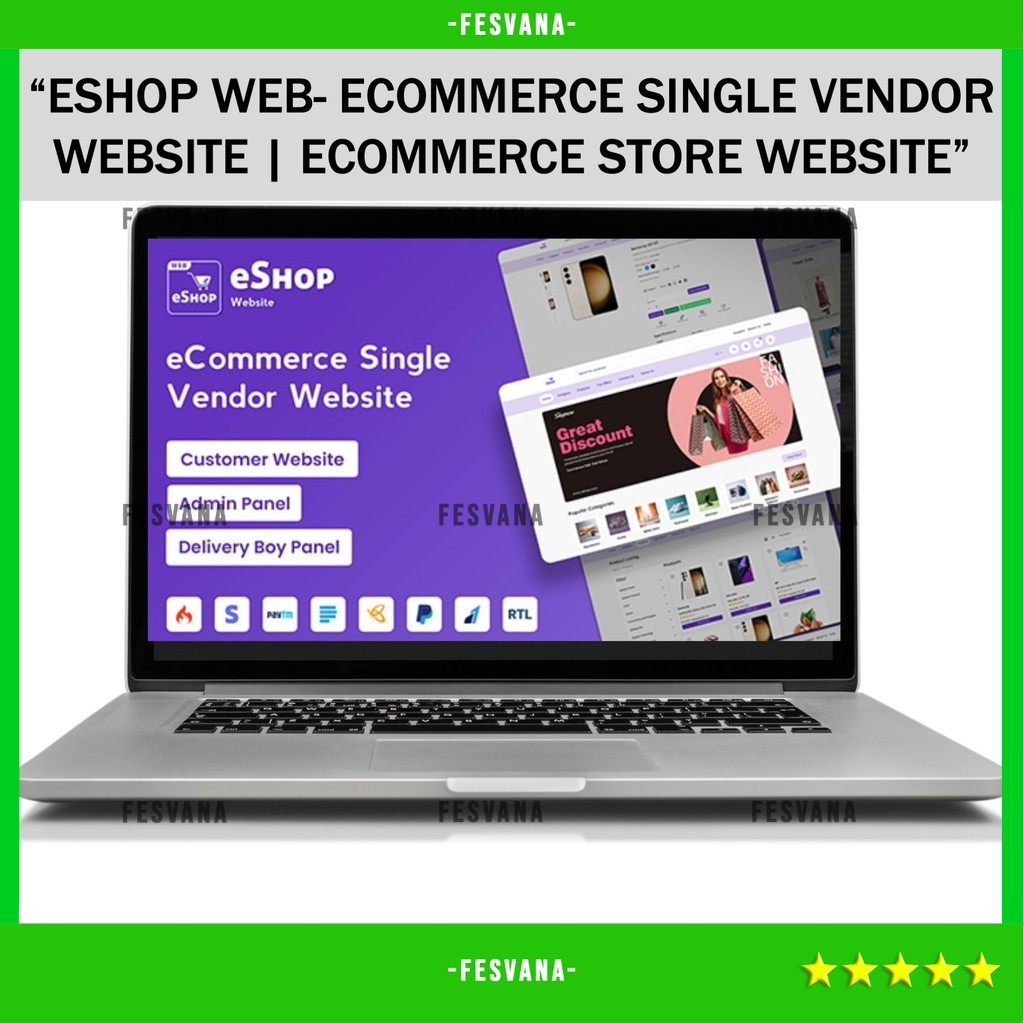 SOURCE CODE APLIKASI WEB ESHOP WEB- ECOMMERCE SINGLE VENDOR WEBSITE | ECOMMERCE STORE WEBSITE D424 FESVANA