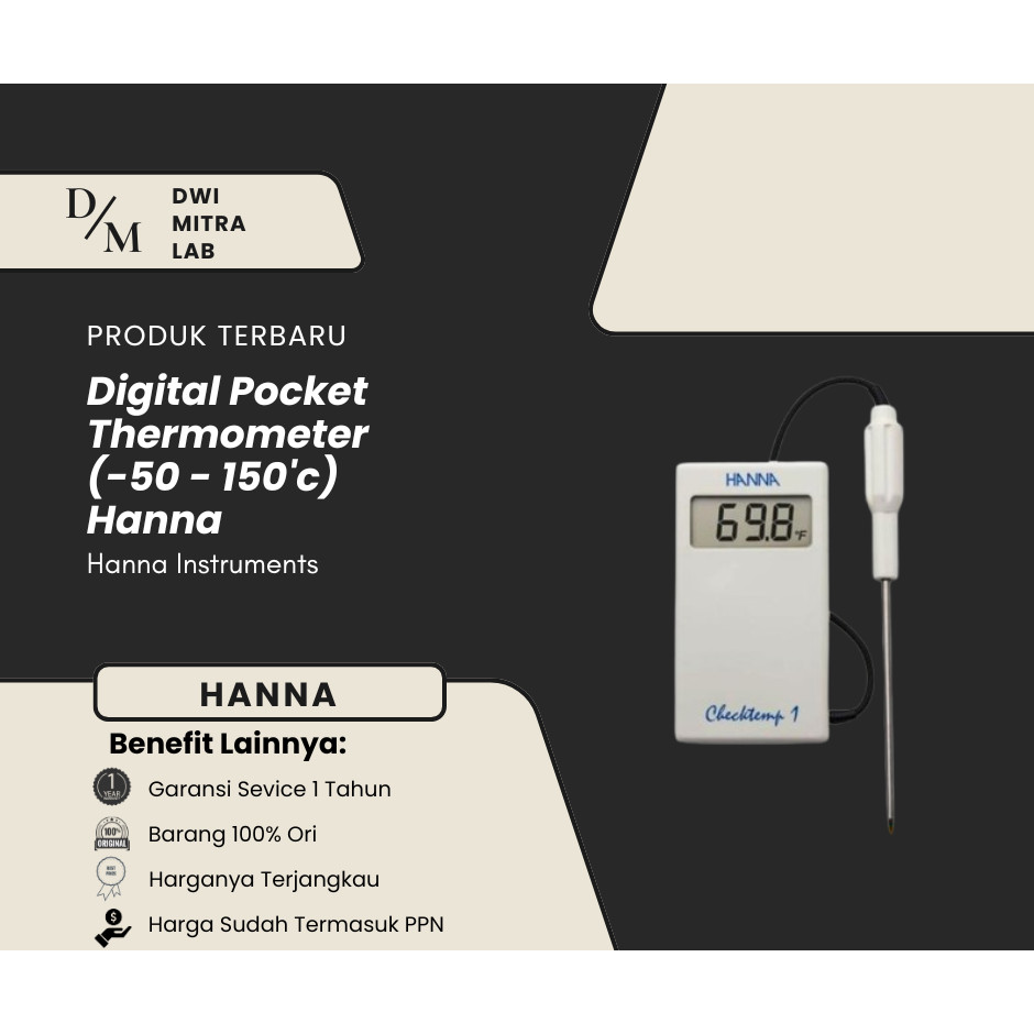 Jual Digital Pocket Thermometer (-50 - 150'c) Hanna | Shopee Indonesia