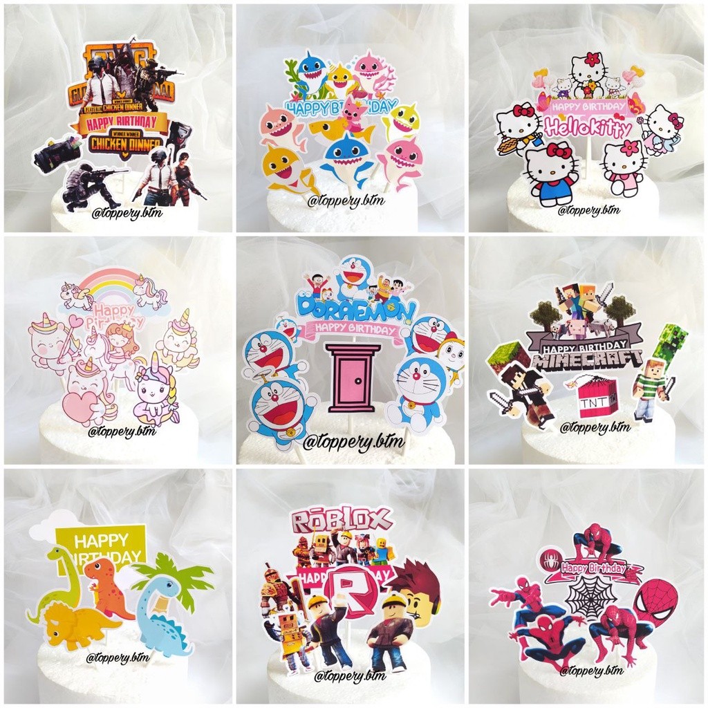 Jual [PART 1] CAKE TOPPER KARAKTER ULANG TAHUN ANAK/HIASAN KUE ULANG ...