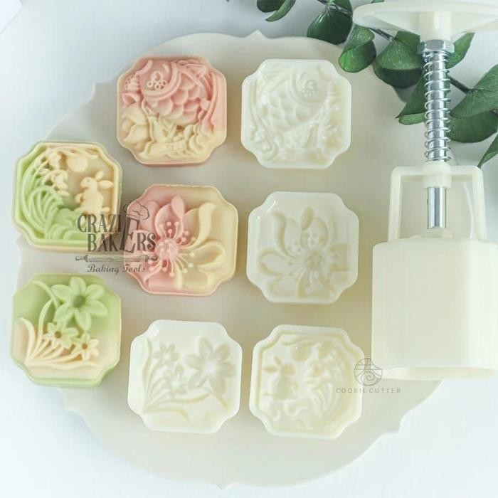 Jual Cetakan Kue Bulan Rabbit Lotus Koi Fish Mooncake Mold 50 g ...