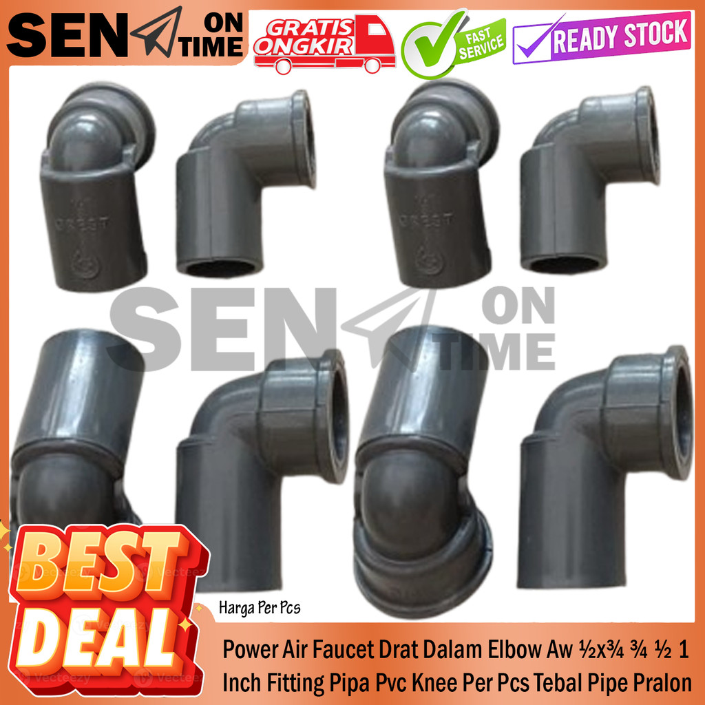 Jual Power Air Faucet Drat Dalam Elbow Aw ½x¾ ¾ ½ 1 Inch Fitting Pipa ...
