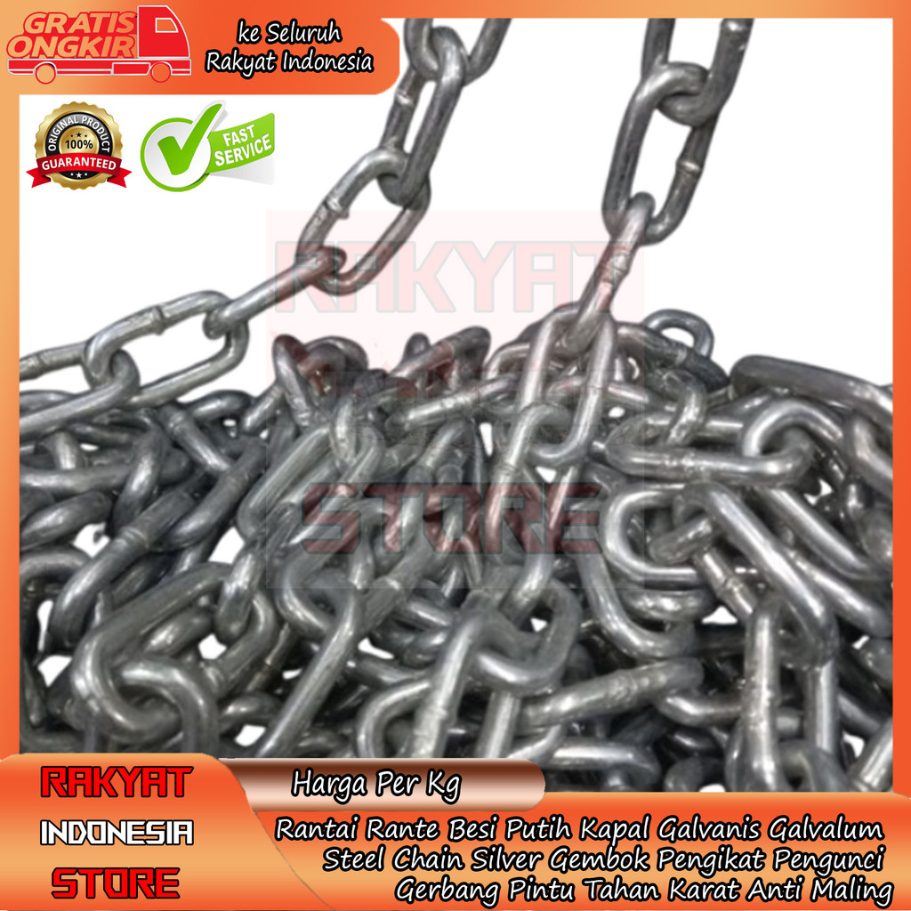 Jual Rantai Rante Besi Putih Kapal Galvanis Galvalum Steel Chain Chai ...