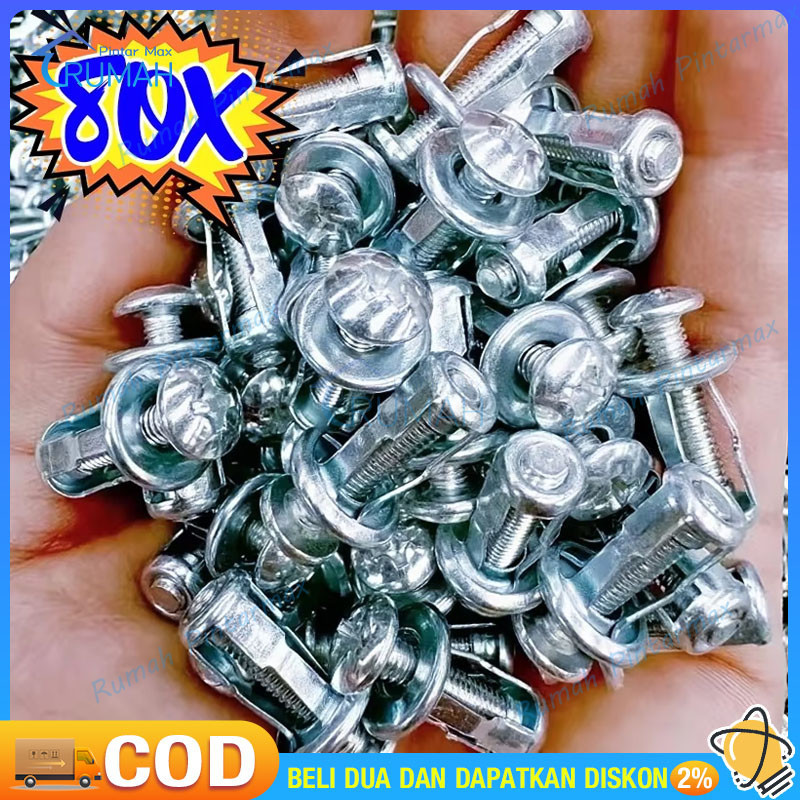 Jual 【80pcs 】UneedTools Jack Nut/Rivet Plat Metal Sekrup M6*25MM Rivet ...