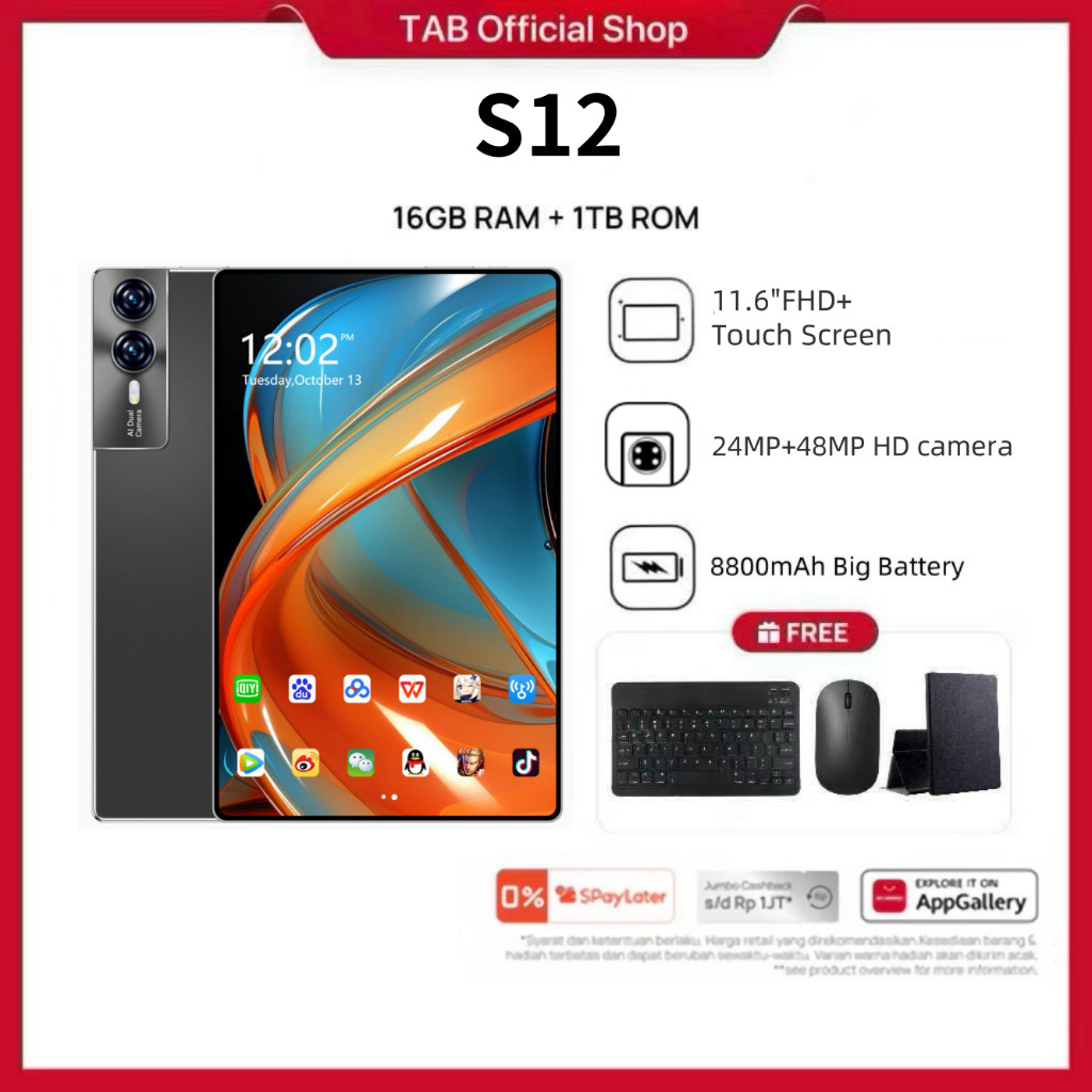 Jual [Bisa COD] Tablet S12 / S11D 11.6inch 16GB+1024GB Tablet Android ...