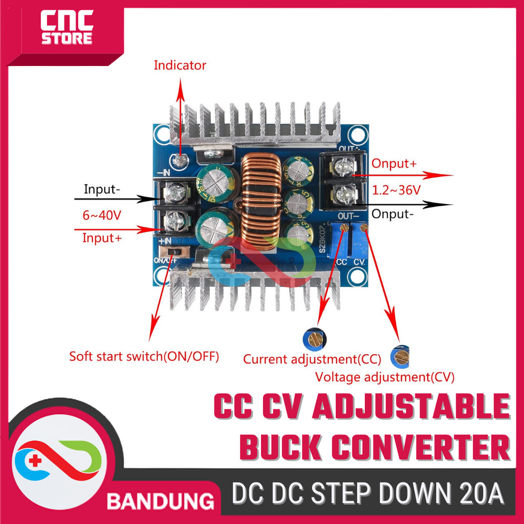 Jual DC-DC Buck Step Down Adjustable Converter Power Supply 20A 300W ...