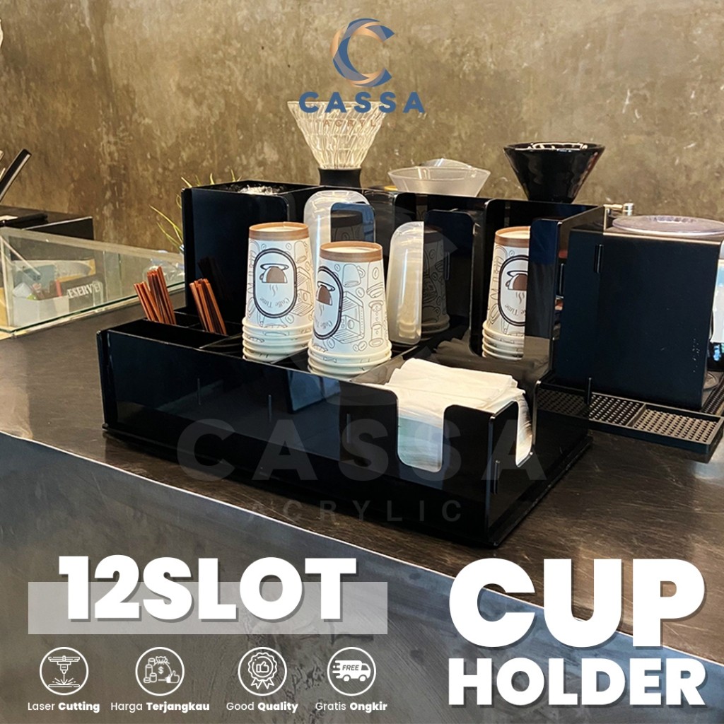 Jual Rak Cup Holder 12 Slot Multifungsi 2mm 3mm Rak Paper Cup Coffee ...