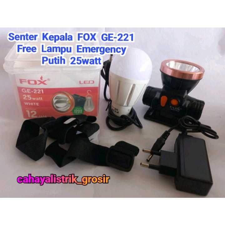 Jual Senter Kepala FOX Putih GE-221 25watt Free Lampu Emergency ...