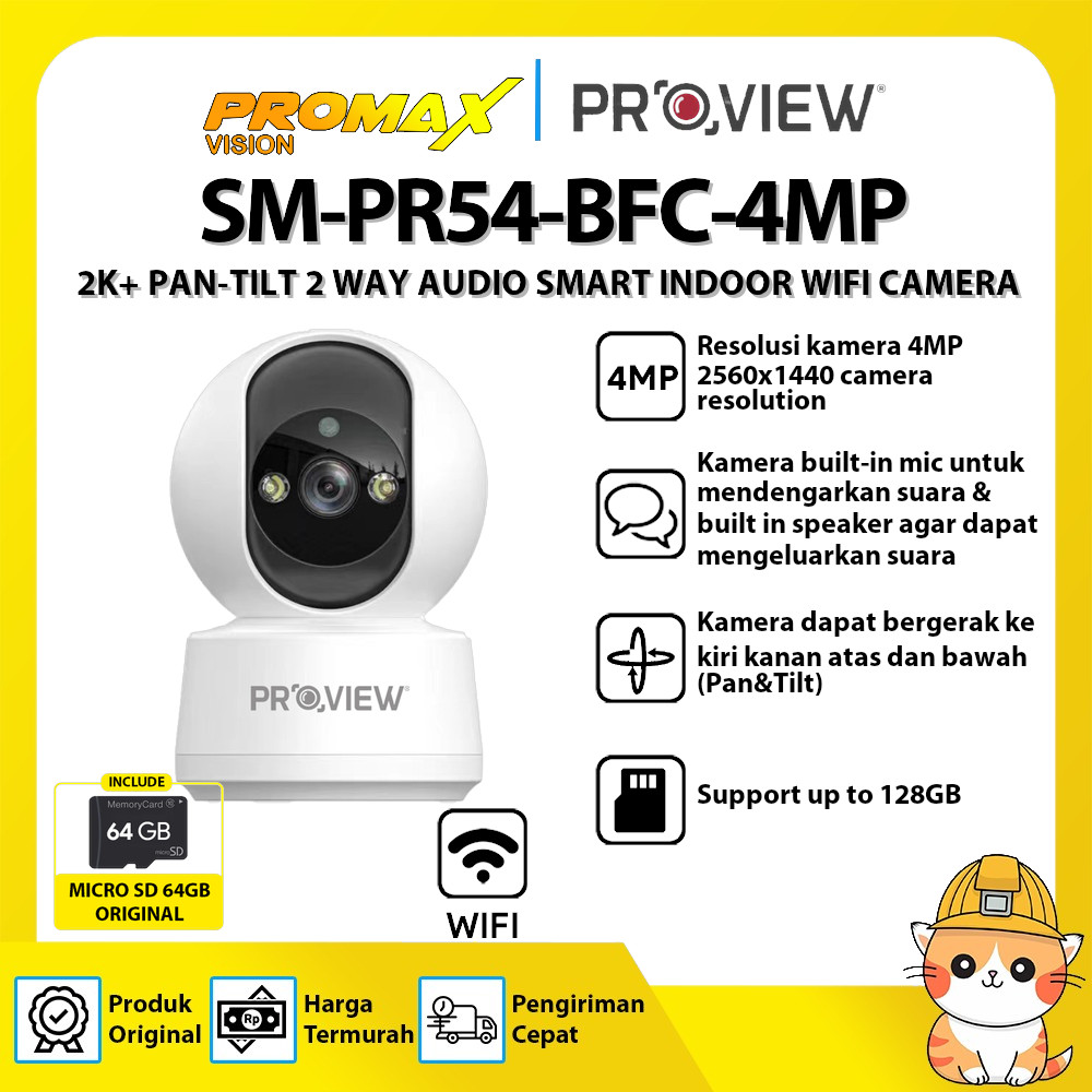 Jual PROVIEW SM-PR54-BFC-4MP 2K+ PAN-TILT 2 WAY AUDIO SMART INDOOR WIFI ...
