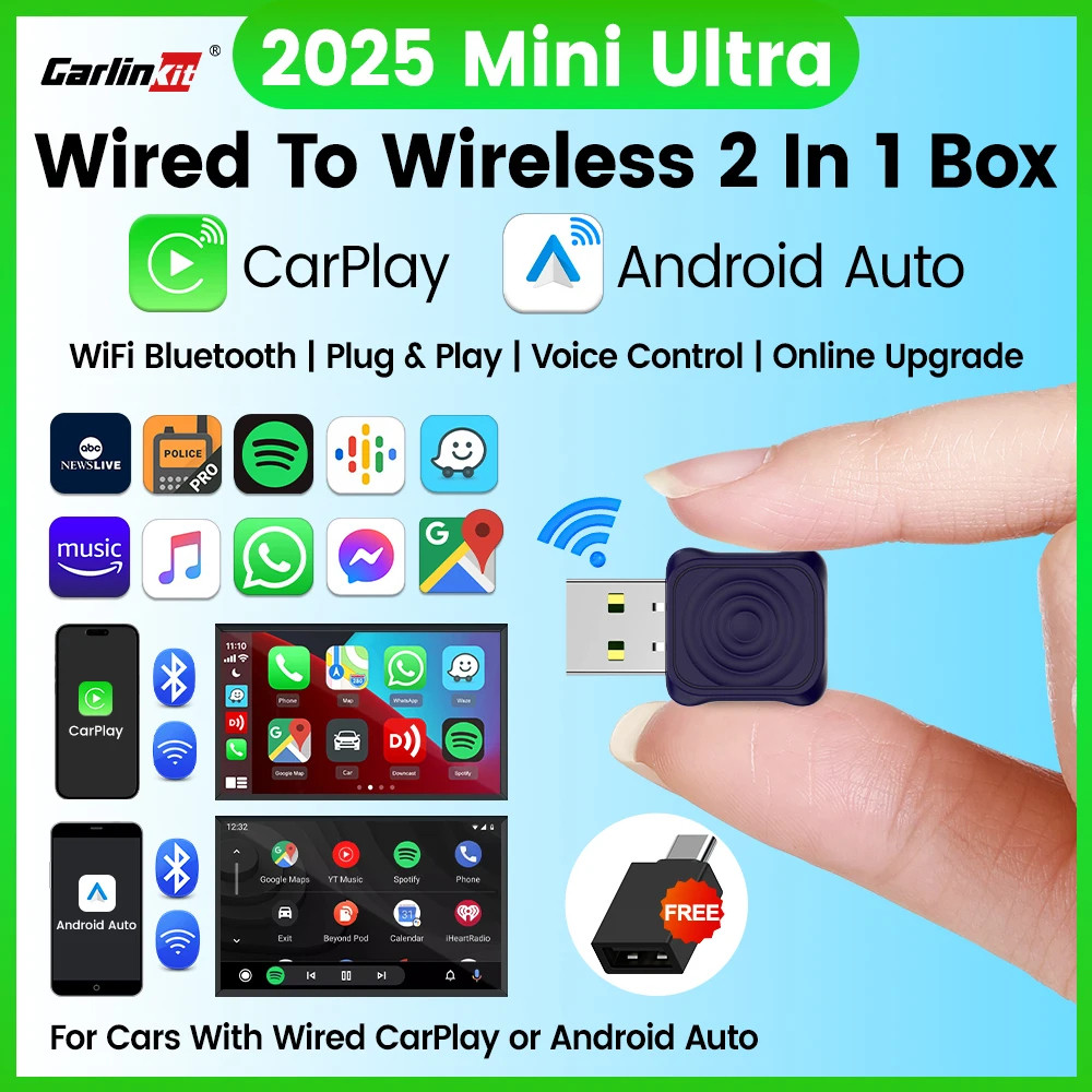 Jual CarlinKit 5.0 Mini Ultra Wireless CarPlay Android Auto Adapter for ...