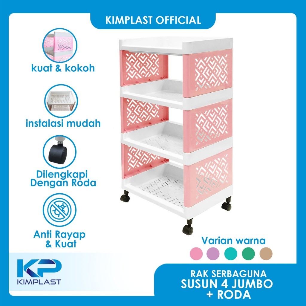 Jual KIMPLAST Rak Serbaguna Susun 4 Jumbo + Roda / Rak Portable / Rak ...
