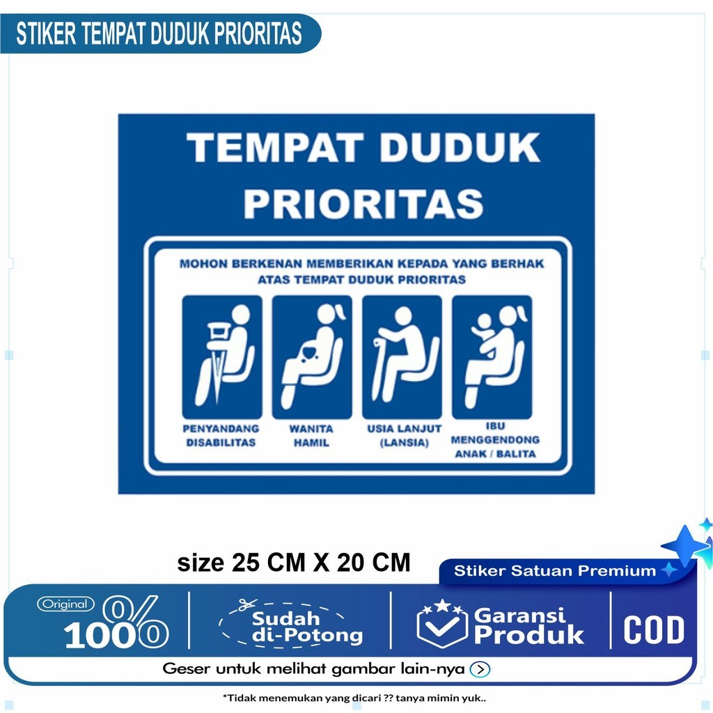 Jual Stiker Kursi Prioritas | tempat duduk Prioritas | Petunjuk bahan ...