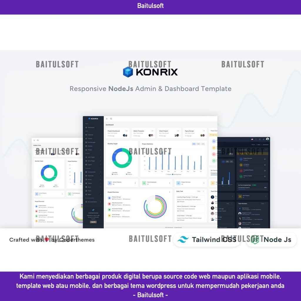 Jual WEB TEMPLATE KONRIX - NODEJS TAILWIND CSS ADMIN & DASHBOARD D2269 ...