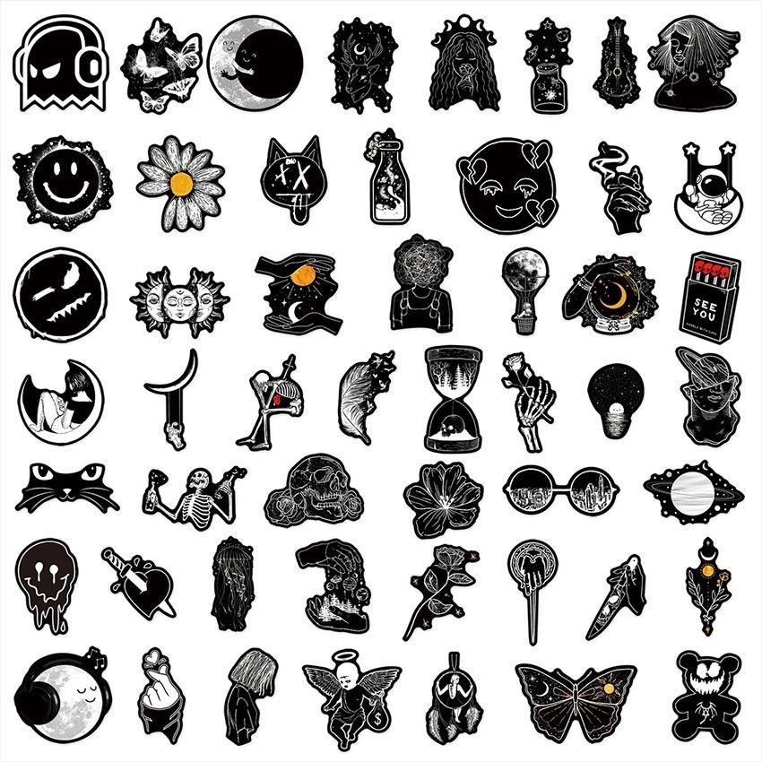 Jual 50Pcs Stiker Pack Hitam Putih keren Black & White Sticker Tumblr ...
