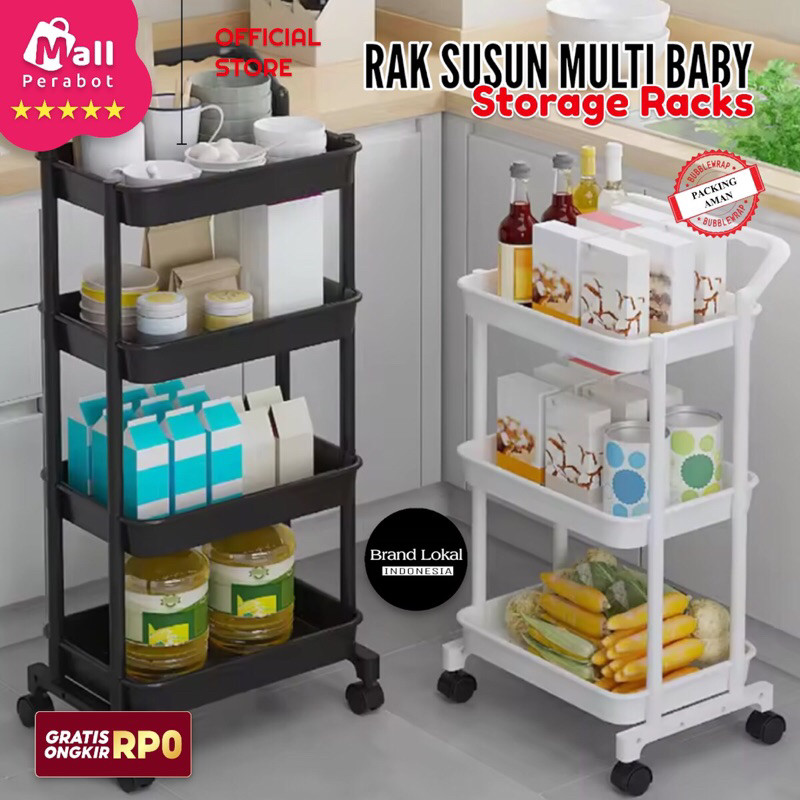 Jual Mall Perabot | Rak Troli Susun Plastik Serbaguna Persegi Panjang 3 ...