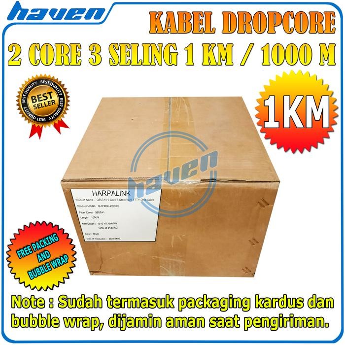 Jual Kabel Dropcore 2 Core 3 Seling 1km 1000m Wire Fiber Optic FO ...