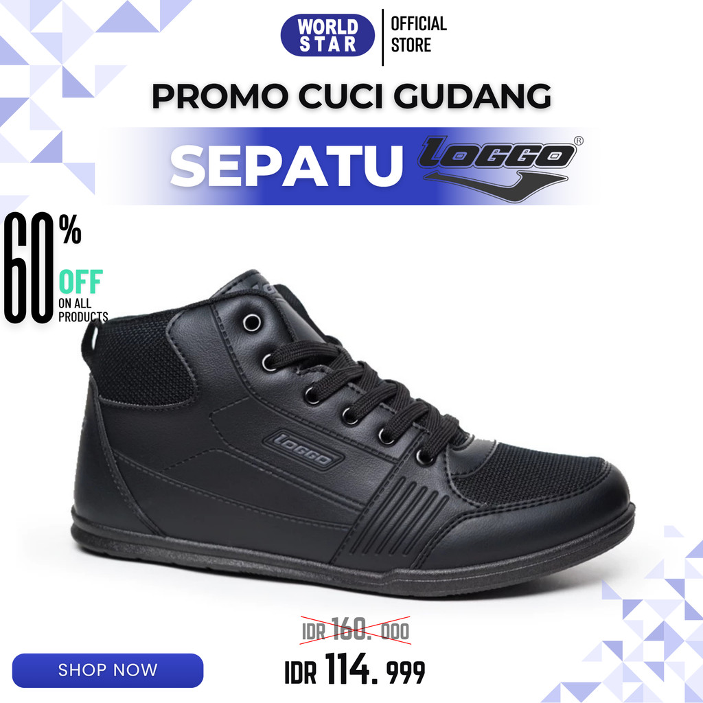 Jual Sepatu Loggo AC Bergen HI Series 100% ORIGINAL Sneakers Hitam ...