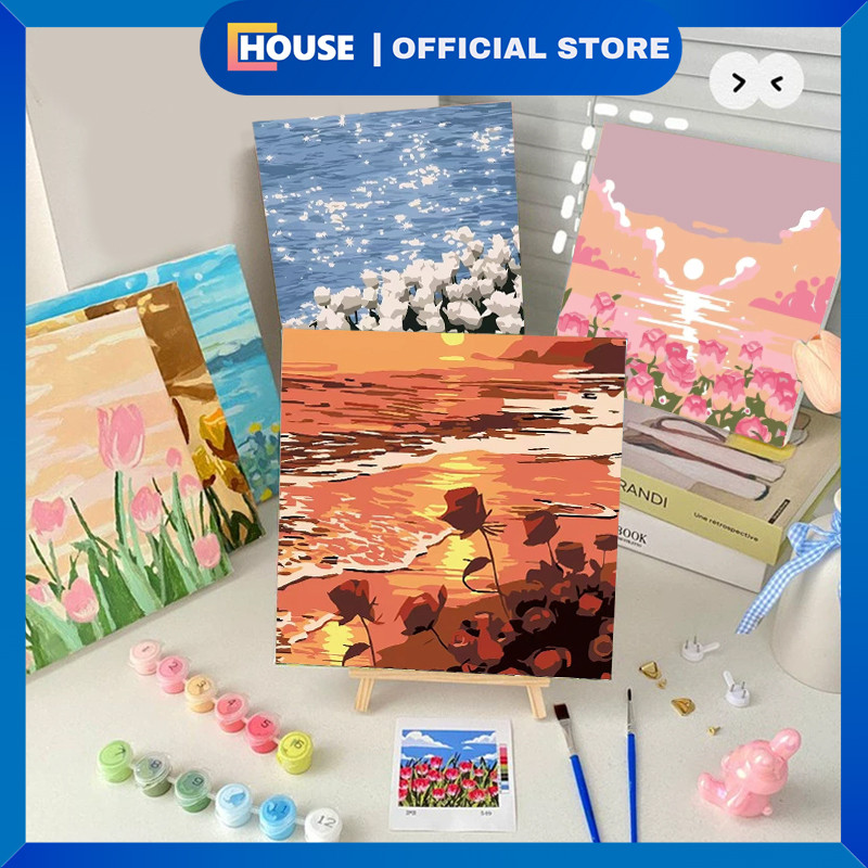 Jual UHOUSE Paint by number 20cm dan 30cm Canvas Paint By Number Kit ...